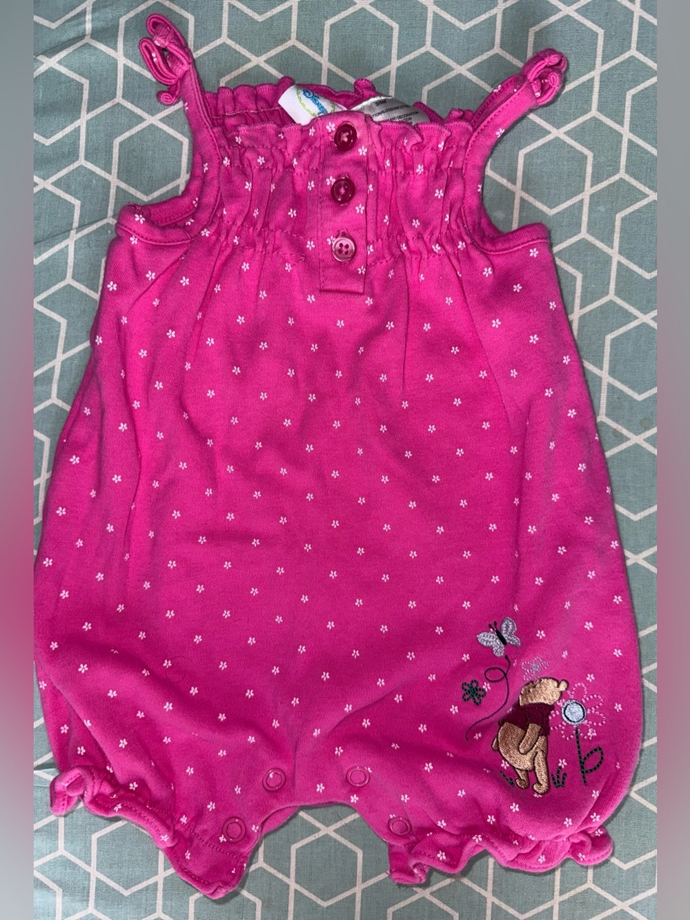 Disney 3-6 m Pink Sleeveless Cotton Romper Winnie the Pooh